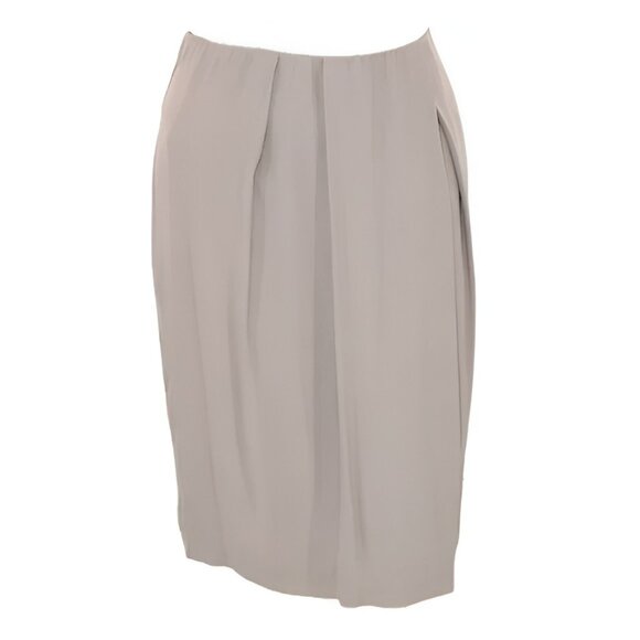 NWT Peserico Neutral Greige Oatmeal Beige Taupe Bubble Pleated Skirt 42 6 8